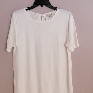 Elegant Loft Large White Women's Top With Bow Tie On Back